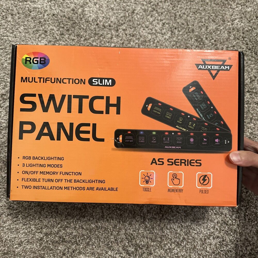 AUXBEAM 6 Gang RGB Slim Switch Panel APP Remote Control Toggle Momentary Pulsed